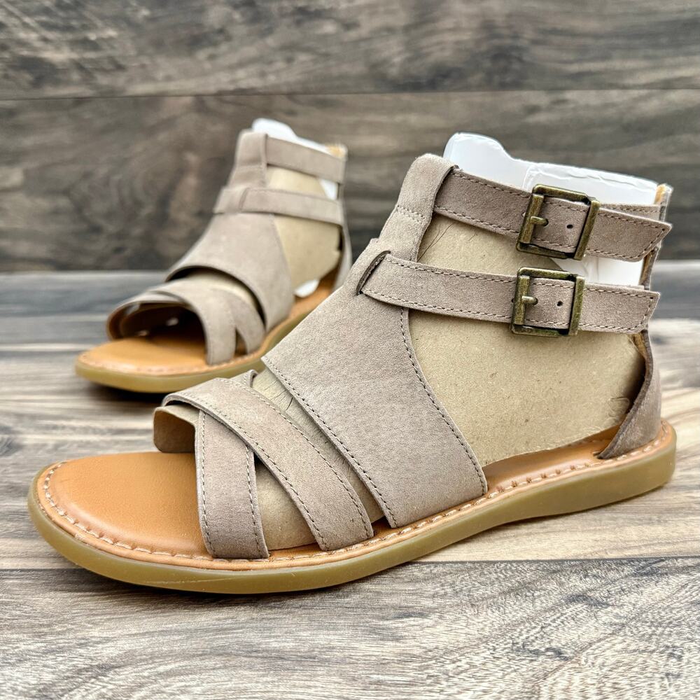 NEW BOC Born Dora 7M 37-38 Taupe Suede Gladiator Sandals - Picture 3 of 9